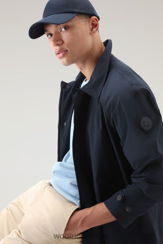 stadsjas met stedelijk tintje Woolrich Heren 8TTN0554 Melton blauw kleding