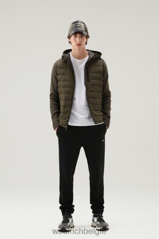 stretch nylon sundance hybride jack met capuchon Woolrich Heren 8TTN0687 donkergroen kleding