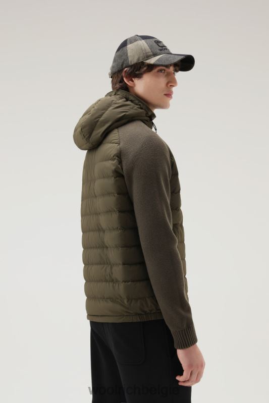 stretch nylon sundance hybride jack met capuchon Woolrich Heren 8TTN0687 donkergroen kleding