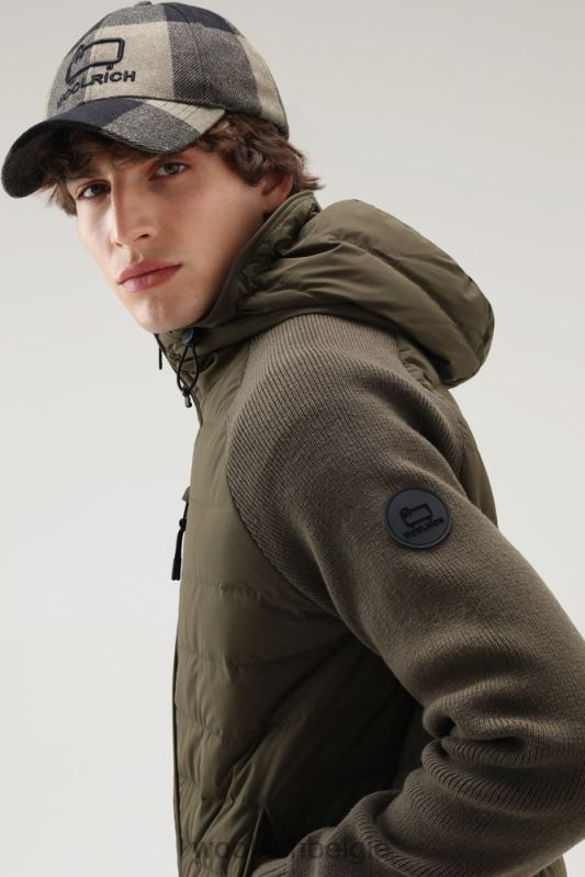 stretch nylon sundance hybride jack met capuchon Woolrich Heren 8TTN0687 donkergroen kleding