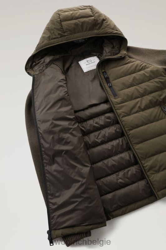 stretch nylon sundance hybride jack met capuchon Woolrich Heren 8TTN0687 donkergroen kleding