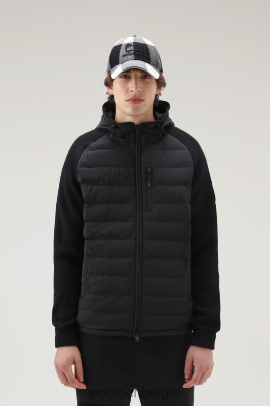 stretch nylon sundance hybride jack met capuchon Woolrich Heren 8TTN0750 zwart kleding