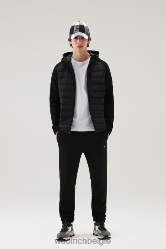 stretch nylon sundance hybride jack met capuchon Woolrich Heren 8TTN0750 zwart kleding
