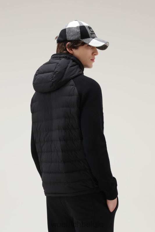 stretch nylon sundance hybride jack met capuchon Woolrich Heren 8TTN0750 zwart kleding