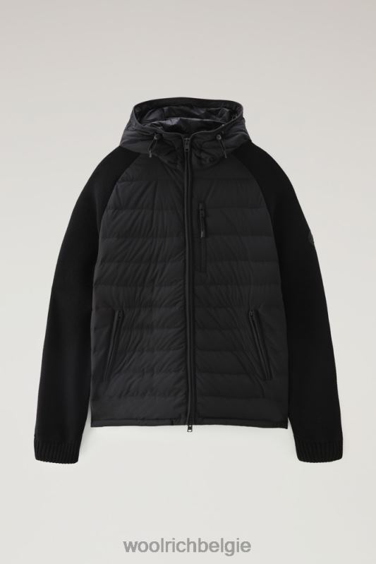 stretch nylon sundance hybride jack met capuchon Woolrich Heren 8TTN0750 zwart kleding