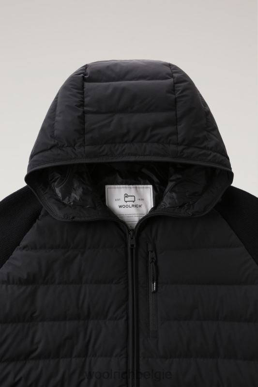 stretch nylon sundance hybride jack met capuchon Woolrich Heren 8TTN0750 zwart kleding