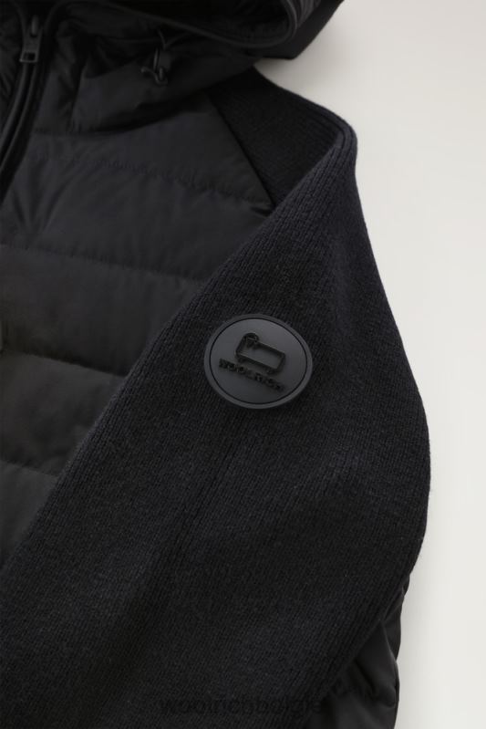 stretch nylon sundance hybride jack met capuchon Woolrich Heren 8TTN0750 zwart kleding