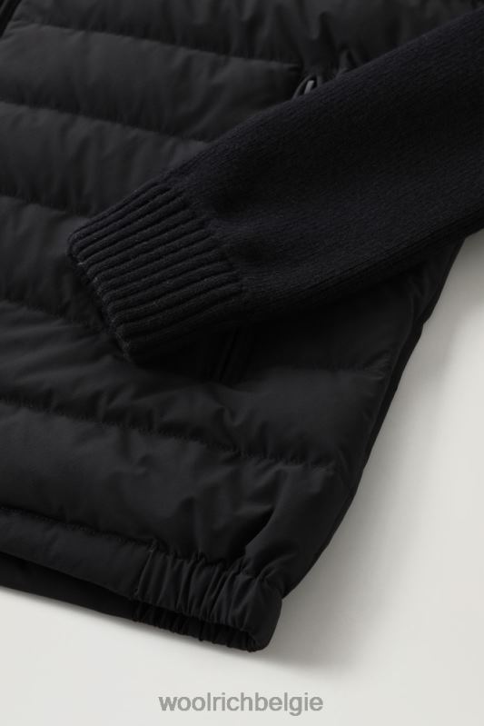 stretch nylon sundance hybride jack met capuchon Woolrich Heren 8TTN0750 zwart kleding