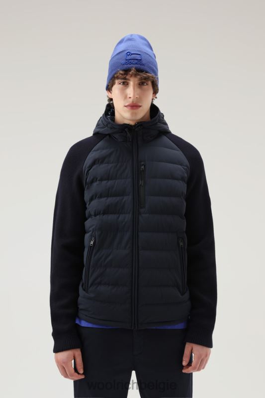 stretch nylon sundance hybride jack met capuchon Woolrich Heren 8TTN0753 Melton blauw kleding