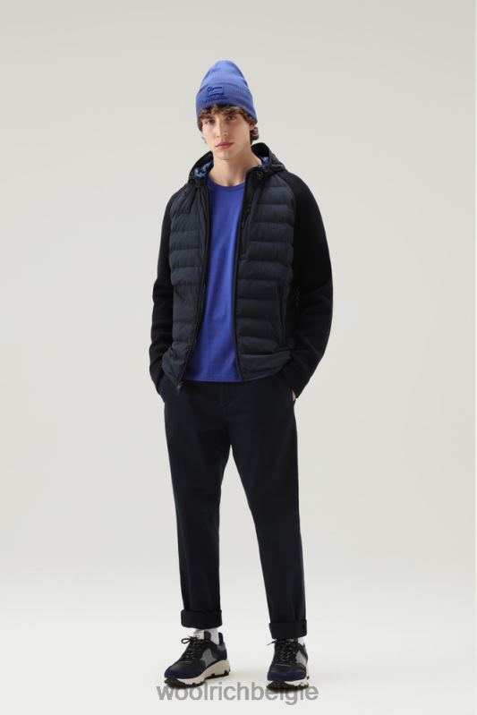 stretch nylon sundance hybride jack met capuchon Woolrich Heren 8TTN0753 Melton blauw kleding