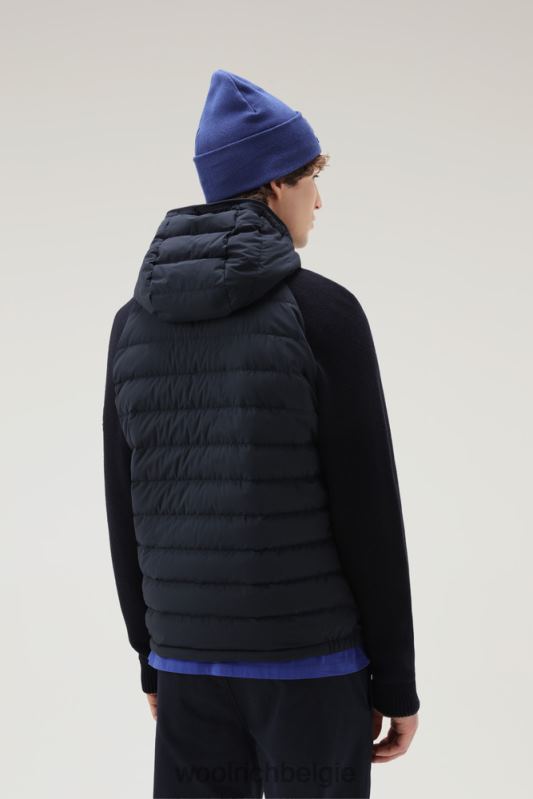 stretch nylon sundance hybride jack met capuchon Woolrich Heren 8TTN0753 Melton blauw kleding