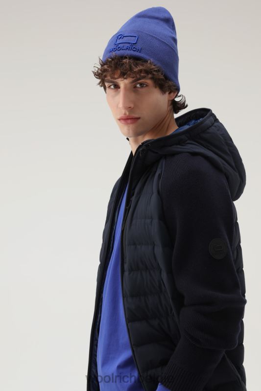 stretch nylon sundance hybride jack met capuchon Woolrich Heren 8TTN0753 Melton blauw kleding