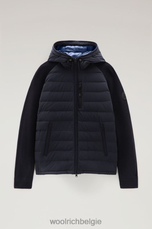 stretch nylon sundance hybride jack met capuchon Woolrich Heren 8TTN0753 Melton blauw kleding