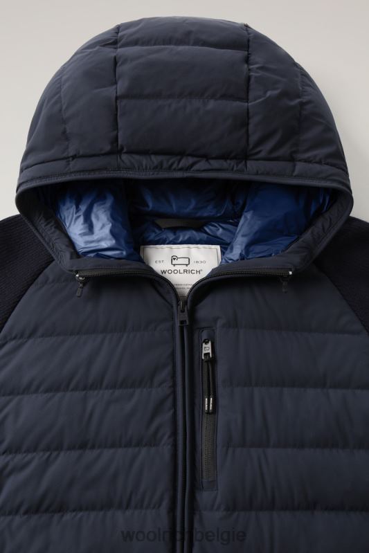 stretch nylon sundance hybride jack met capuchon Woolrich Heren 8TTN0753 Melton blauw kleding
