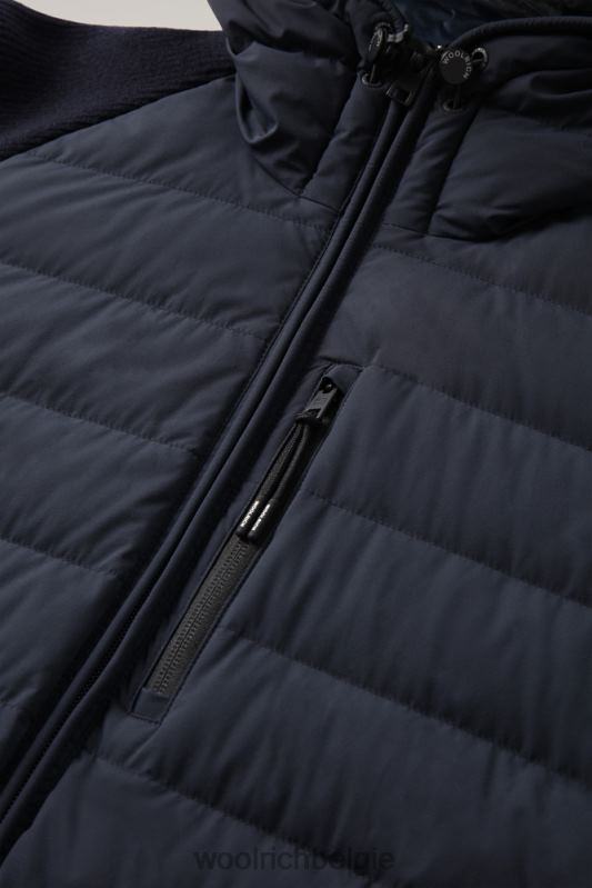 stretch nylon sundance hybride jack met capuchon Woolrich Heren 8TTN0753 Melton blauw kleding