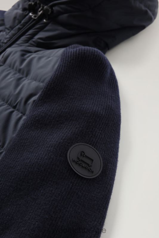 stretch nylon sundance hybride jack met capuchon Woolrich Heren 8TTN0753 Melton blauw kleding