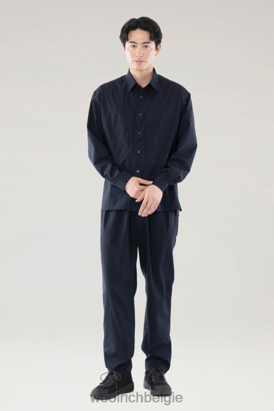 stretch shirt met lange mouwen van solotex-wolmix Woolrich Heren 8TTN0476 marine kleding