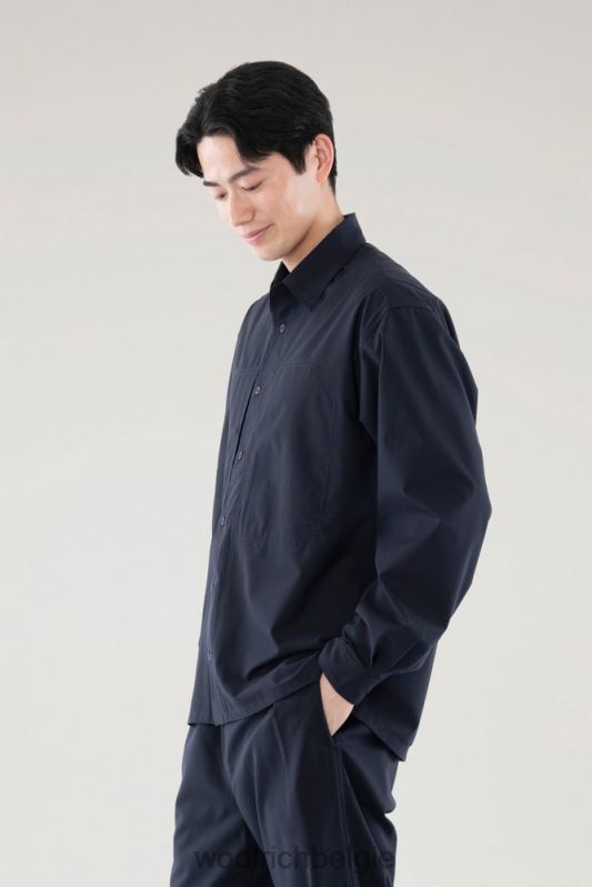 stretch shirt met lange mouwen van solotex-wolmix Woolrich Heren 8TTN0476 marine kleding