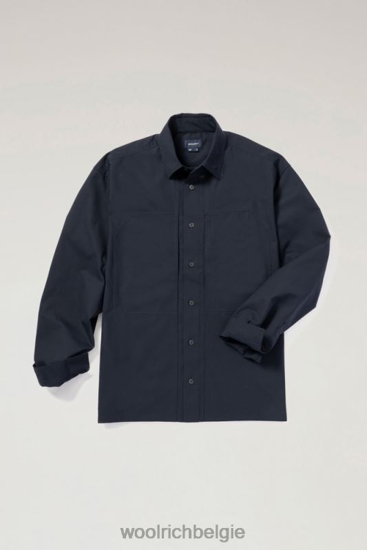 stretch shirt met lange mouwen van solotex-wolmix Woolrich Heren 8TTN0476 marine kleding