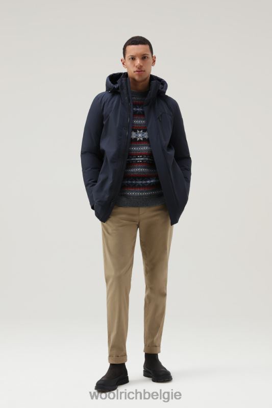 stretchparka in de bergen Woolrich Heren 8TTN0834 Melton blauw kleding