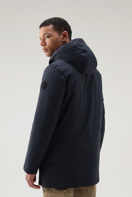 stretchparka in de bergen Woolrich Heren 8TTN0834 Melton blauw kleding
