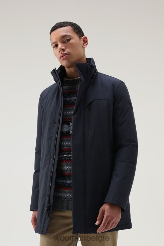 stretchparka in de bergen Woolrich Heren 8TTN0834 Melton blauw kleding