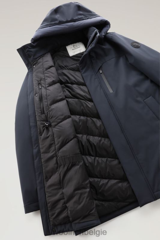 stretchparka in de bergen Woolrich Heren 8TTN0834 Melton blauw kleding