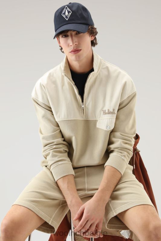 sweatshirt van kledinggeverfd katoen en popelinekatoen Woolrich Heren 8TTN0466 strandzand kleding