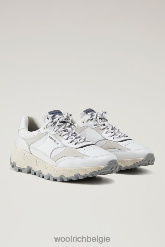 technische sneakers van zacht leer met suède inzetstukken Woolrich Heren 8TTN0583 Wit wit schoenen