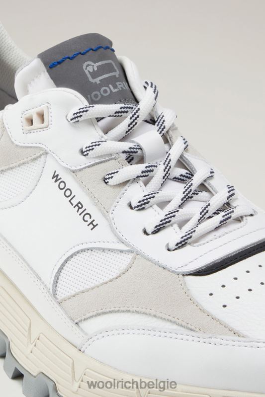 technische sneakers van zacht leer met suède inzetstukken Woolrich Heren 8TTN0583 Wit wit schoenen