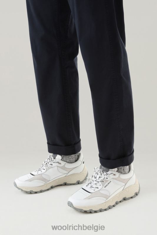 technische sneakers van zacht leer met suède inzetstukken Woolrich Heren 8TTN0583 Wit wit schoenen