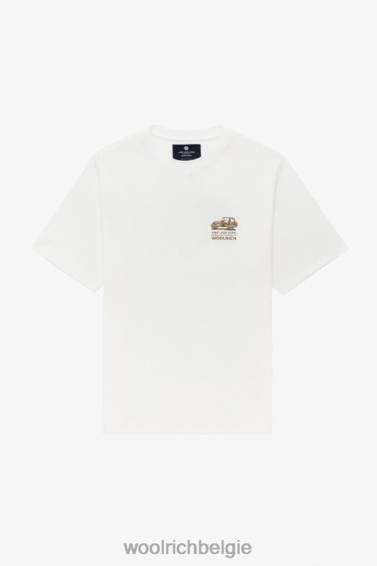 terrein-T-shirt met grafische print op de achterkant - Aime Leon Dore Woolrich Heren 8TTN0665 kokosmelk kleding