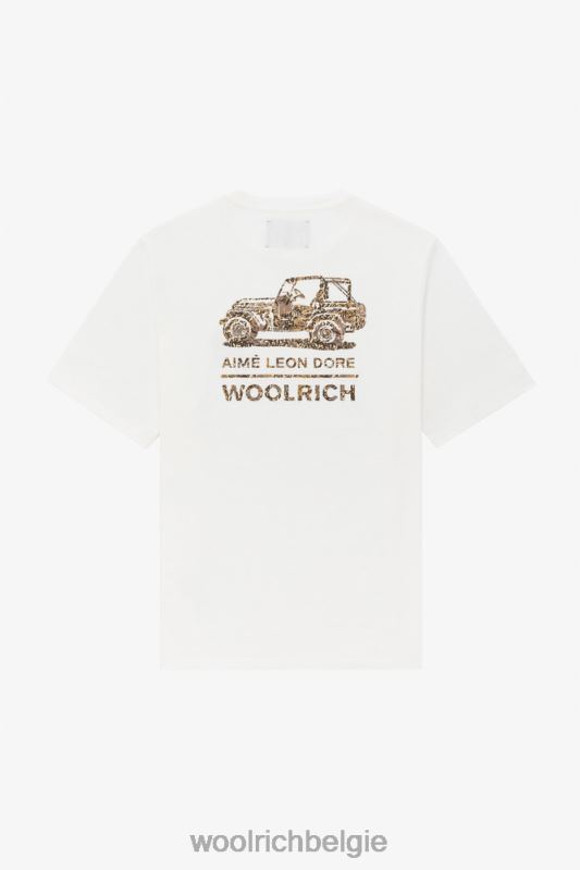 terrein-T-shirt met grafische print op de achterkant - Aime Leon Dore Woolrich Heren 8TTN0665 kokosmelk kleding