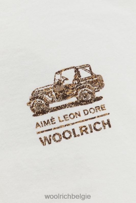 terrein-T-shirt met grafische print op de achterkant - Aime Leon Dore Woolrich Heren 8TTN0665 kokosmelk kleding