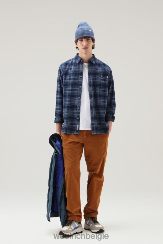 traditioneel flanellen geruit overhemd Woolrich Heren 8TTN0644 blauwe jacht kleding