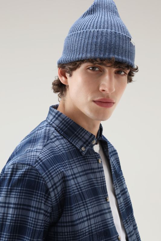 traditioneel flanellen geruit overhemd Woolrich Heren 8TTN0644 blauwe jacht kleding