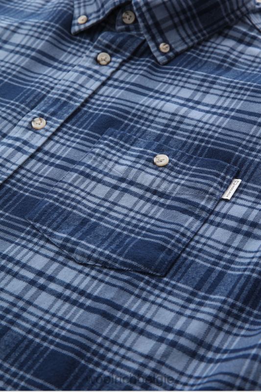 traditioneel flanellen geruit overhemd Woolrich Heren 8TTN0644 blauwe jacht kleding