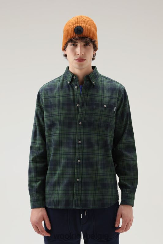 traditioneel flanellen geruit overhemd Woolrich Heren 8TTN0675 groene jacht kleding