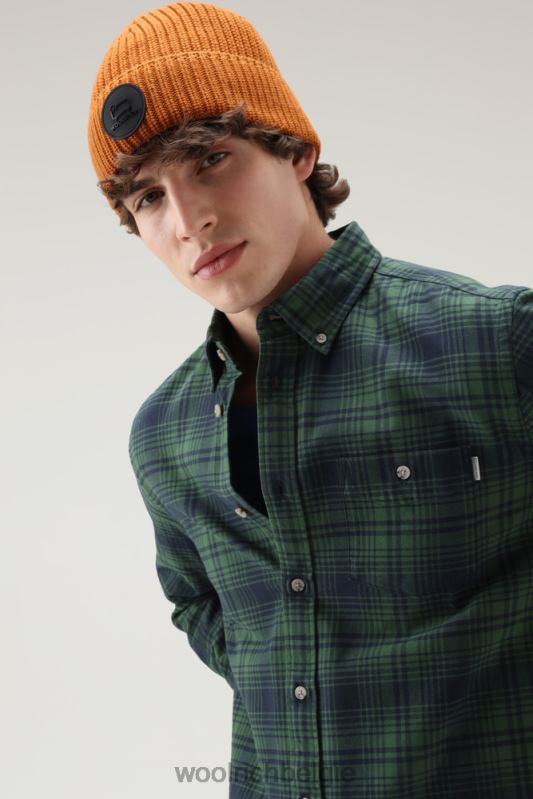 traditioneel flanellen geruit overhemd Woolrich Heren 8TTN0675 groene jacht kleding