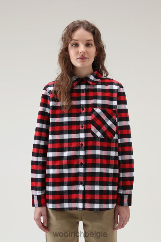 traditioneel geruit flanellen overhemd Woolrich vrouwen 8TTN0237 rode zwarte buffel kleding