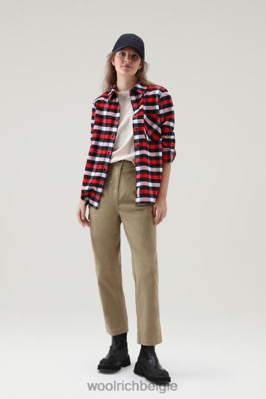 traditioneel geruit flanellen overhemd Woolrich vrouwen 8TTN0237 rode zwarte buffel kleding
