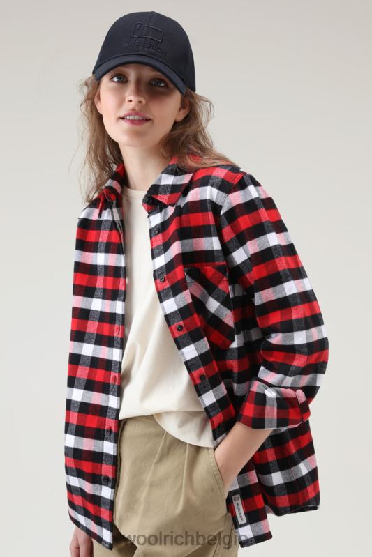 traditioneel geruit flanellen overhemd Woolrich vrouwen 8TTN0237 rode zwarte buffel kleding