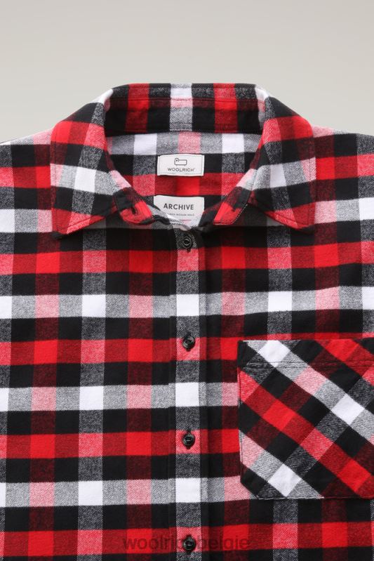traditioneel geruit flanellen overhemd Woolrich vrouwen 8TTN0237 rode zwarte buffel kleding