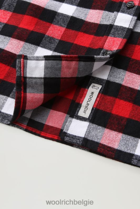 traditioneel geruit flanellen overhemd Woolrich vrouwen 8TTN0237 rode zwarte buffel kleding