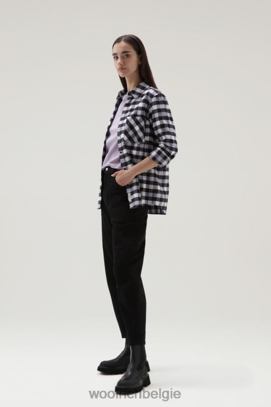 traditioneel geruit flanellen overhemd Woolrich vrouwen 8TTN0305 zwart lila buffel kleding