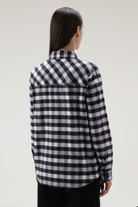 traditioneel geruit flanellen overhemd Woolrich vrouwen 8TTN0305 zwart lila buffel kleding