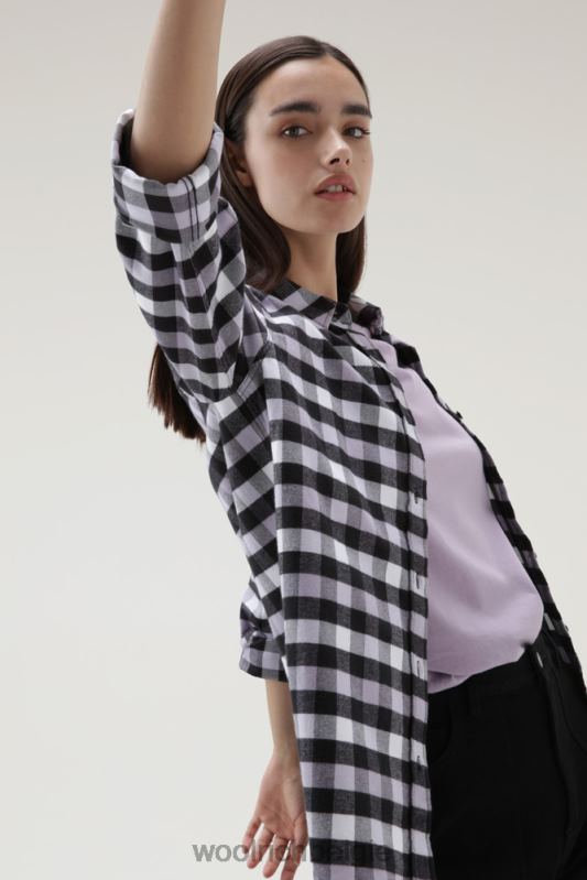 traditioneel geruit flanellen overhemd Woolrich vrouwen 8TTN0305 zwart lila buffel kleding