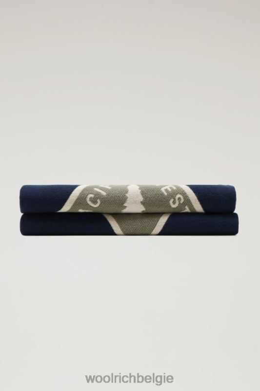 trailsdeken van puur katoen Woolrich unisex 8TTN087 Melton blauw accessoires