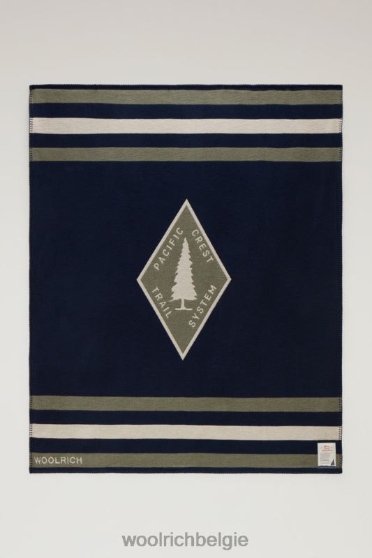 trailsdeken van puur katoen Woolrich unisex 8TTN087 Melton blauw accessoires