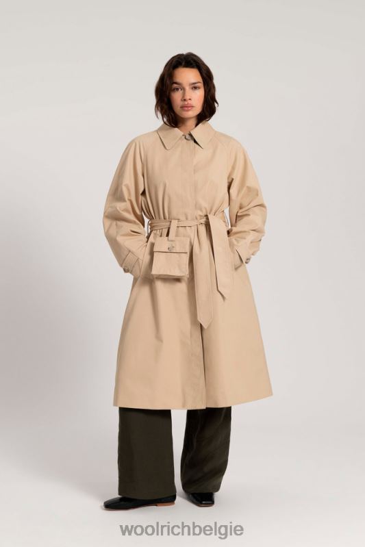 trenchcoat van zacht byrd-katoen met afneembare tas-danielle cathari Woolrich vrouwen 8TTN0147 strandzand kleding